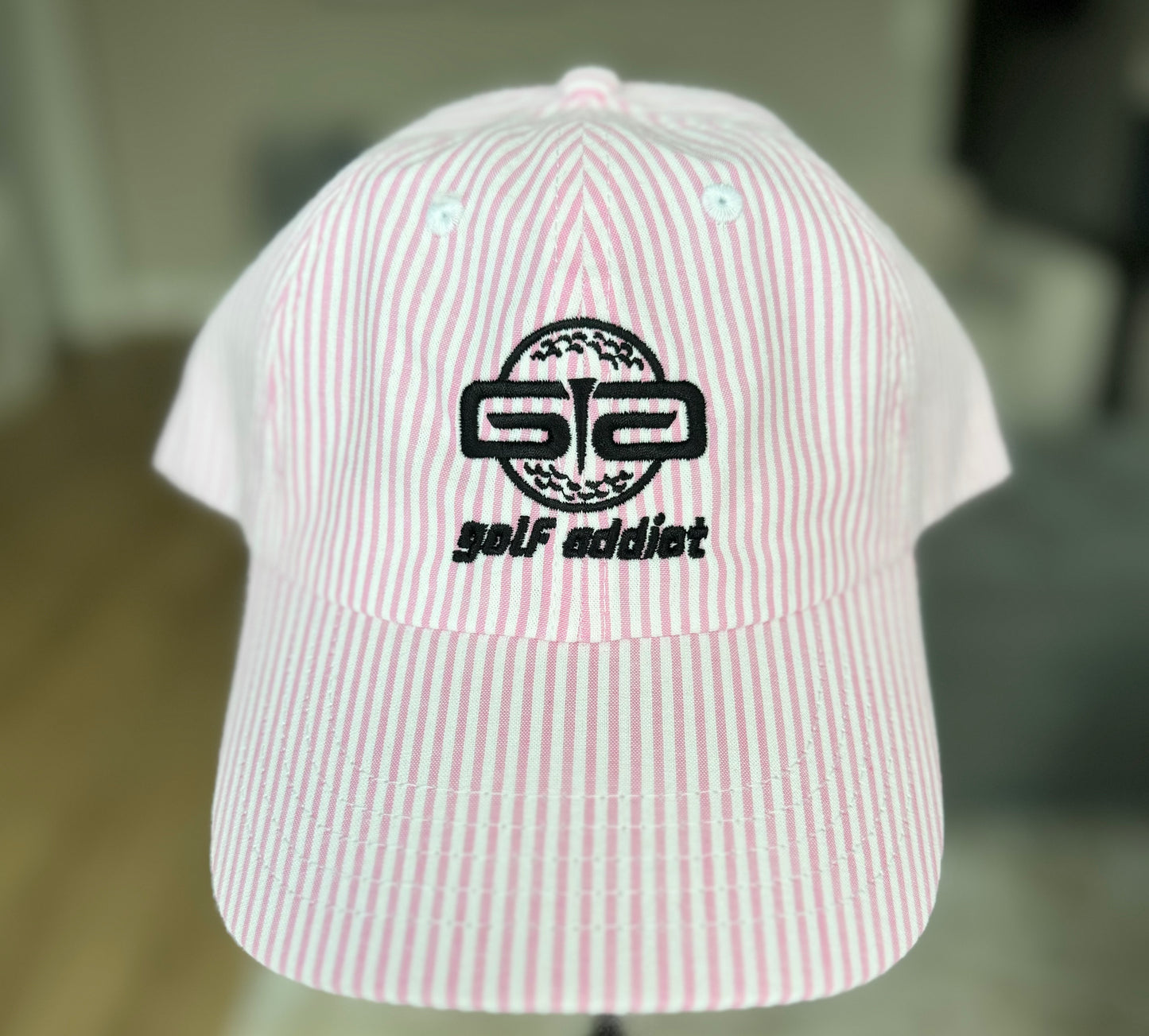 Pink & White Seersucker Cap